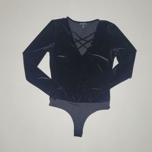 Shinestar Women Bodysuit Black Long Sleeve size Medium